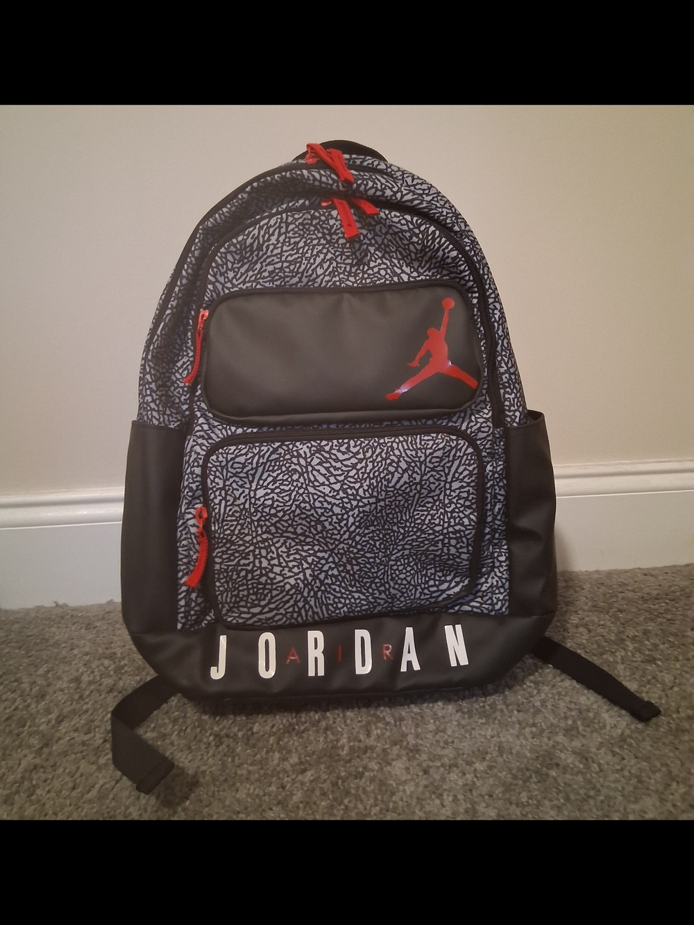 Jordan Black & Red Elephant Print Backpack